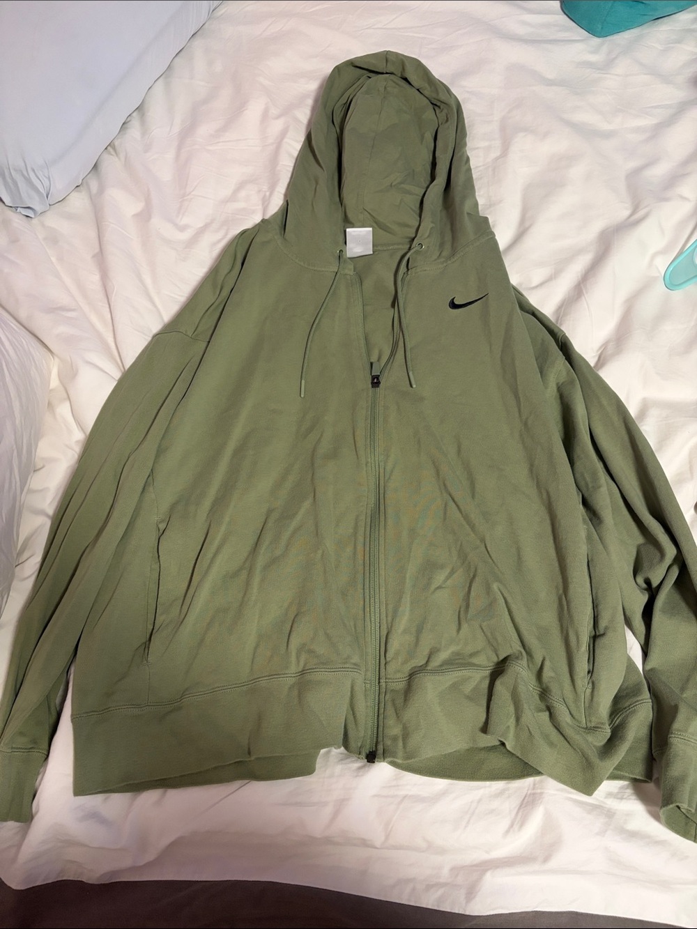 Nike Olive Green Zip Hoodie with Black Swoosh 2X New without Tags Lightweight